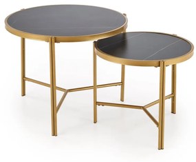Set 2 masute de cafea Fatima marmura neagra/auriu
