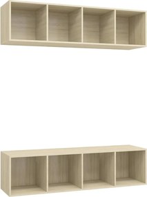 vidaXL Dulapuri TV montate perete 2 buc, stejar sonoma, lemn prelucrat