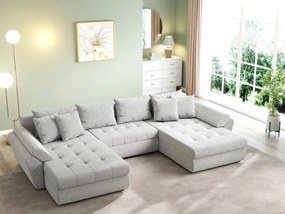 Colțar extensibil dumonde cu ladă de depozitare si sezut confortabil din spuma high-density, Loana U Euphoria Dove 355x185 cm