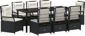 vidaXL Set de masă pentru grădină 9 pcs Negru poliratan