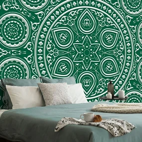 Tapet autoadeziv Mandala etnică delicată în design verde