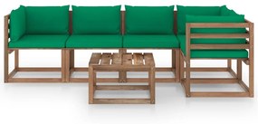 Set mobilier de gradina cu perne, 6 piese, lemn pin tratat