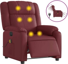 vidaXL Fotoliu de masaj electric rabatabil, roșu vin, piele ecologică