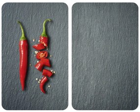 Plăci pentru protejarea plitei, set de 2 plăci rezistente, set de picioare, sticlă călită, 30 x 52 cm, WENKO, cayenne