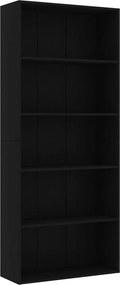 vidaXL Bibliotecă cu 5 rafturi, negru, 80x30x189 cm, lemn prelucrat