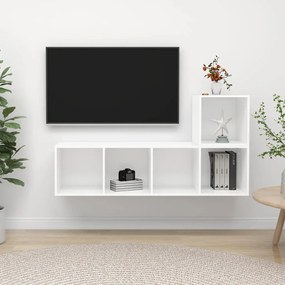 vidaXL Set de dulapuri TV, 2 piese, alb, lemn prelucrat