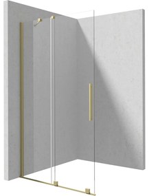 Paravan dus sticla securizata walk-in cu usa glisanta, 140x195 cm, auriu periat, Deante Prizma Auriu periat, 1400x1950 mm