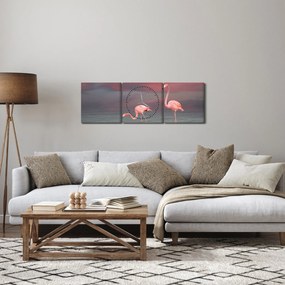 Tablou - Flamingo (cu ceas) (90x30 cm)