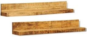vidaXL Etajeră din lemn masiv cu montare pe perete, 2 buc