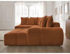 Colțar teracotă extensibil/cu spațiu de depozitare cu tapițerie din chenille (cu colț pe partea stângă/în formă de "U") Everest – Bobochic Paris