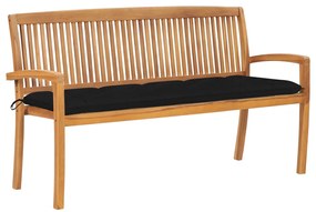 vidaXL Bancă de grădină stivuibilă cu pernă, 159 cm, lemn masiv tec