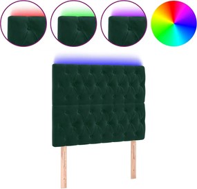 vidaXL Tăblie de pat cu LED, verde închis, 100x7x118/128 cm, catifea
