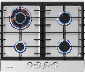 Klarstein Ignito 4 Zonen, plită pe gaz, 4 arzătoare Sabaf, oțel inoxidabil, argintiu