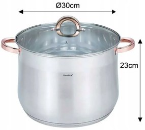 Oala Klausberg KB 7796, 16l, 30cm, Capac din sticla, Fund multistrat, Inductie, Inox/roz auriu