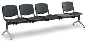 Bancă din plastic de design, 4 locuri + masă, gri