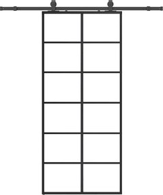 vidaXL Ușă glisantă cu set de feronerie neagră 90x205 cm Sticlă ESG