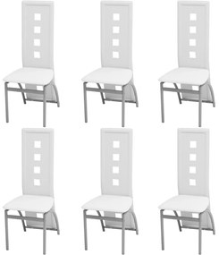 vidaXL Scaune de bucătărie, 6 buc., alb, piele ecologică