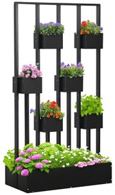 Outsunny Jardiniere inaltă cu grindă din lemn pentru plante, legume, flori sau ierburi aromatice, dim. 90L x 45L x 170H cm | Aosom Romania