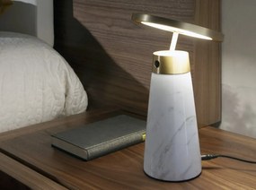 Veioza, Lampa de masa design LUX LED dimabil Calacatta marble white