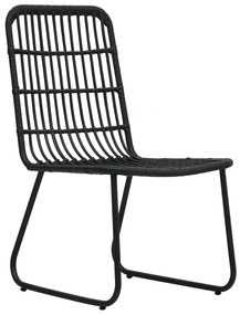 Set mobilier de exterior, 3 piese, poliratan si sticla Negru, Lungime masa 80 cm, 3