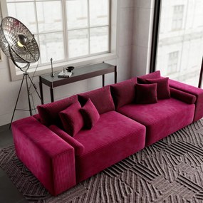 Canapea extensibilă dumonde cu ladă de depozitare si sezut confortabil din spuma high-density, Marbela Zoom Red XXL 295x100 cm