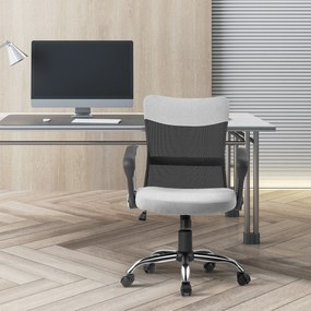 Fotoliu de Birou din Material Textil Gri, Scaun Rotativ si Ergonomic pentru Masa de Lucru 57x57x93-103cm Vinsetto | Aosom Romania