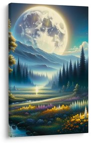 Tablou natură nocturnă liniștită cu râu