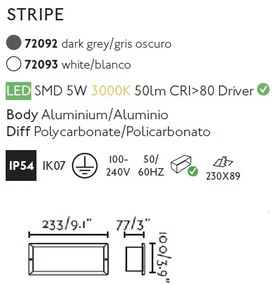 Spot LED incastrabil de exterior IP54 iluminat ambiental STRIPE alb