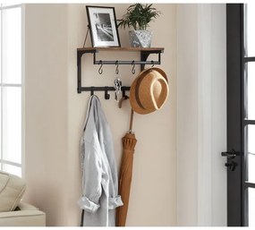 Cuier de perete NATE cu poliță, maro/negru