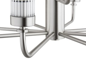 Candelabru 12 brate, otel nickel, sticla canelata PRESTON 5088