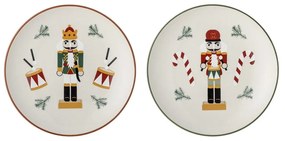 Farfurii crem 2 buc. pentru desert din gresie ø 16 cm cu model de Crăciun Jolly – Bloomingville