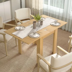 HOMCOM Masă de Sufragerie Extensibilă pentru 4-6 Persoane Design Rabatabil, 70-140cm Masă Extensibilă Rectangulară Salvaspațiu cu Picioare Antiderapante, pentru Sala de Mese Living, Culoare Efect de Lemn | Aosom Romania