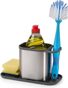 Suport pentru accesorii de spălat argintiu lucios din metal Duo Steel – Joseph Joseph