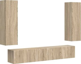 vidaXL Set comodă TV Pe perete 3 pcs Stejar Sonoma Lemn compozit