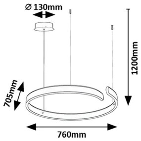 Lustră LED pe cablu Rabalux 72115 SILNORA LED/45W/230V 3000/4000/6500K