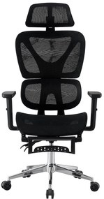 RIGACHAIR Scaun ergonomic, cotiere 2D, tetiera 2D, recliner 155°, suport picioare, Full Mesh, Negru