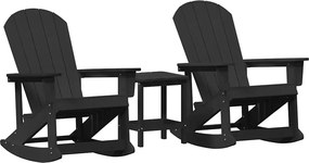 vidaXL Set de lounge pentru grădină 3 pcs Negru HDPE