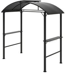 Outsunny Pavilion de grătar, 2 tavane laterale, cârlige, cadru din oțel, 1,1 x 2,3m, Gri închis | Aosom Romania
