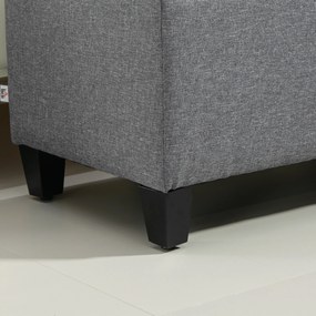 HOMCOM Bancă, Bancă cu perne și spațiu de depozitare, poliester asemănător cu inul, lemn de cauciuc, 100 x 40 x 44 cm, Gri deschis | Aosom Romania