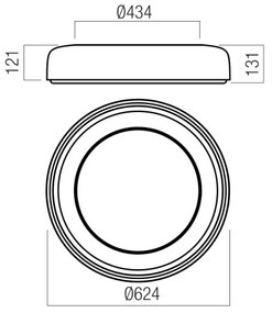 Redo 01-3941 - Plafonieră LED tip DIP, 40 W, 230 V, Ø 62,4 cm, alb