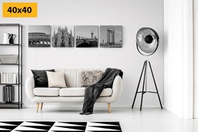 Set tablouri orașe în design alb-negru