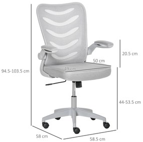 Scaun de Birou Ergonomic, Fotoliu Pivotant, Inaltime Reglabila, Functie de leganare 58.5x58x94.5-103.5cm, Gri Vinsetto | Aosom RO