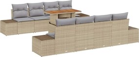 vidaXL Set de canapele pentru grădină 9 pcs Bej Rattan poli