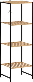 HOMCOM Raft din bambus și oțel, cu 4 polițe, raft cu 4 niveluri, 36,5 x 33 x 110 cm, lemn natural | Aosom Romania