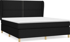 vidaXL Pat box spring cu saltea, negru, 180x200 cm, catifea