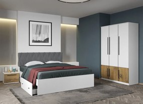 Set dormitor Alb cu Flagstaff Oak fara comoda - Sidney - C06