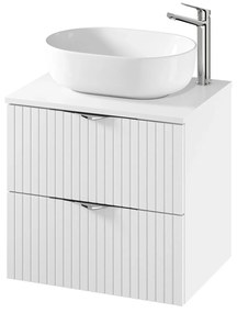 Dulap baie suspendat 60 pentru lavoar, alb mat, MDF, Cersanit Tirso 600x450 mm, Alb mat