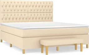 vidaXL Pat continental cu saltea, crem, 180x200 cm, textil