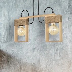 Lustra rustica cu 2 brate fabricata manual din lemn Rodos