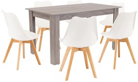 Set de masă Zara 6+1 alb-stejar York